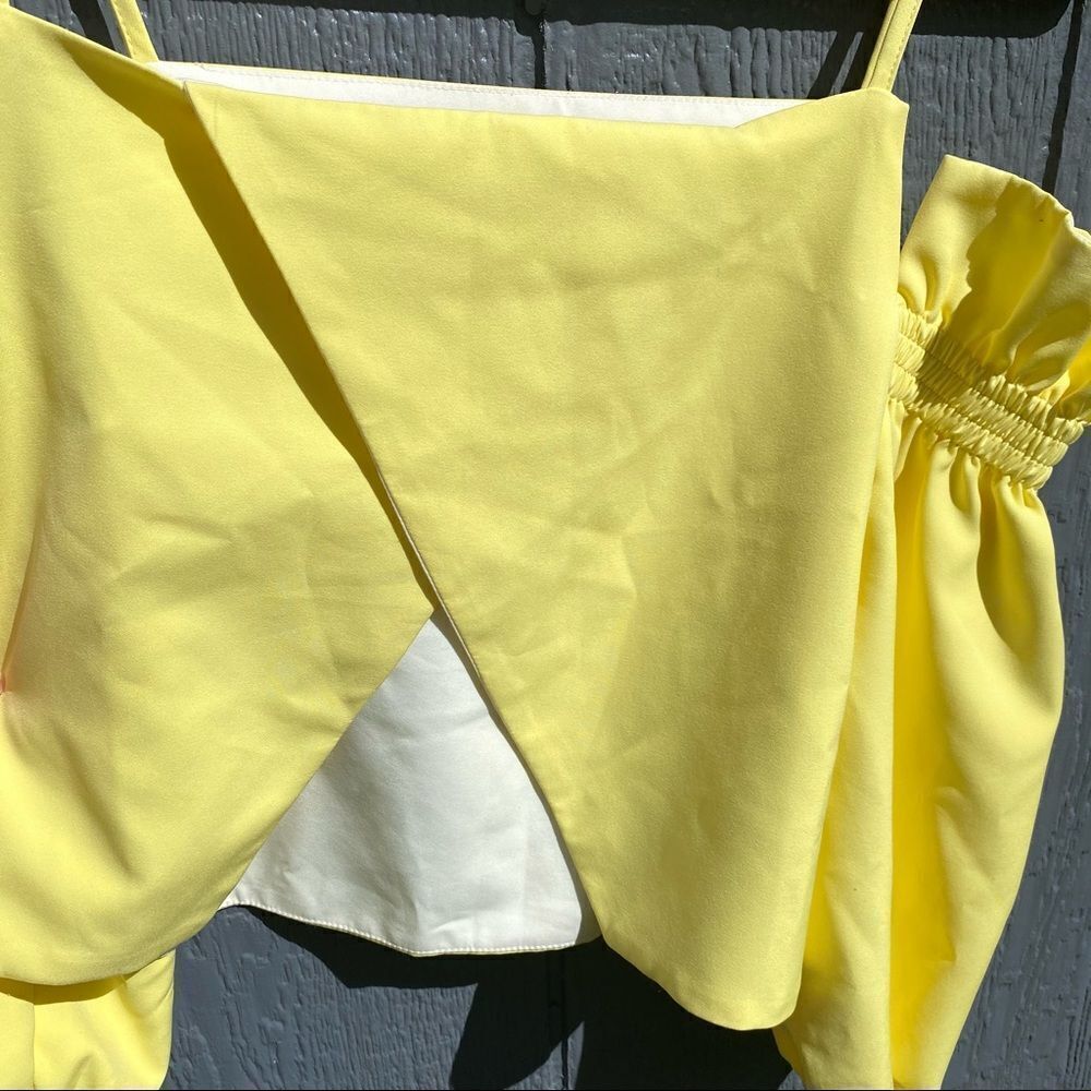 Style Mafia Yellow Cross Back Off Shoulder Top - Picture 6 of 9